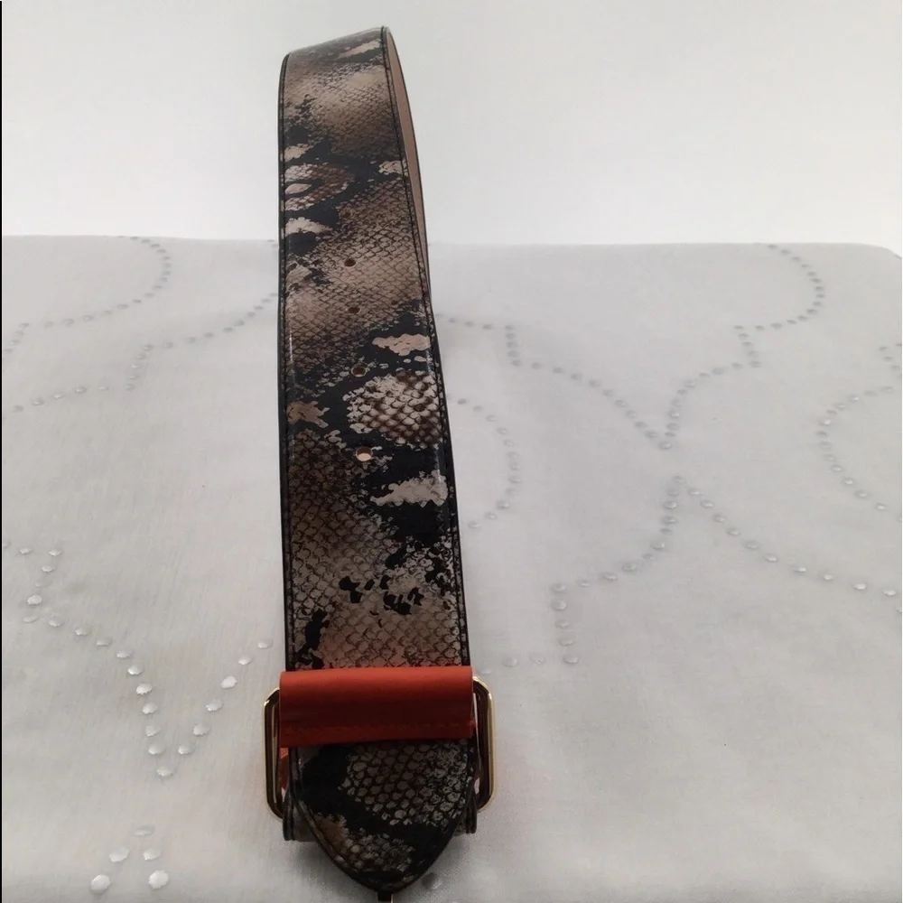 H&M  faux python Snakeskin Orange gold buckle Belt